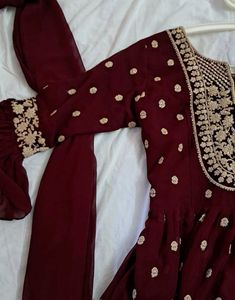 Elegant 3 Pc Maroon Sharara Suit Set🥀