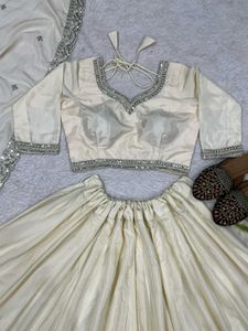 🆕️Fully Stitched Off White Lehenga
