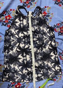 Black N White Floral Top