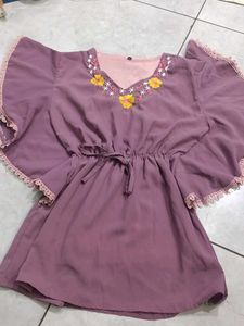 Cute Purple Embroidered Top