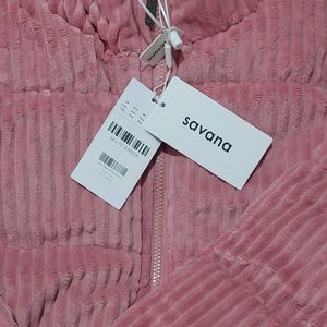 Pink Corduroy Puffer Jacket