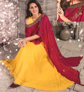 Designer Yellow &amp; Rani Pink Dress