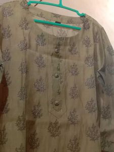 Olive Green Printed Kurti