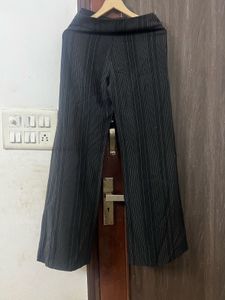 Striped Wide Leg Pants - High Waist- Korean Style