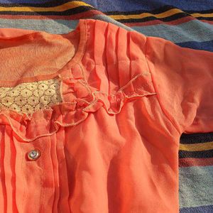Peach Ruffle Blouse
