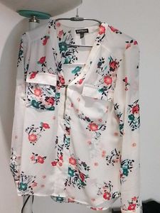 ColourfulWhite Shirt With Overall Flower Prints