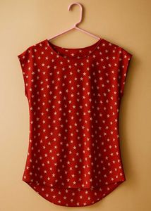 Red Star Print Top