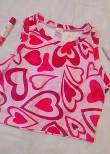 Sss Heart Print Crop Top
