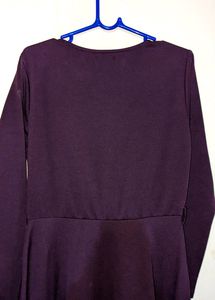Vintage 80s Women Burgundy Dress
