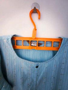 Light Blue Striped Kurta Pant Set