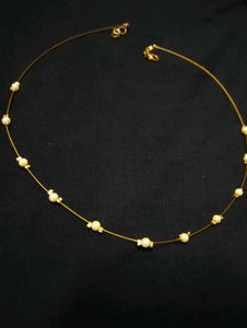 Gold Tone Delicate Pearl Necklace