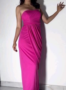 Hot Pink Strapless Maxi Dress