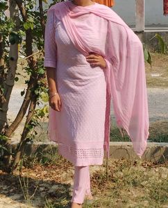 Pink Cotton Salwar Kameez Suit