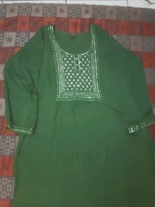 Green Embellished Kurta