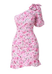 Floral One-Shoulder Mini Dress