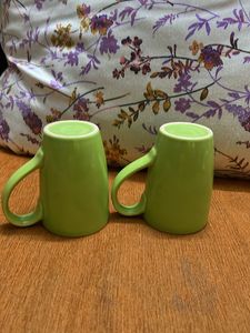 2 Green Ceramic Mugs