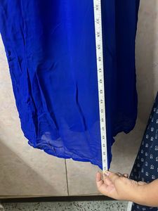 Navy Blue Pure Georgette Gown With Slit
