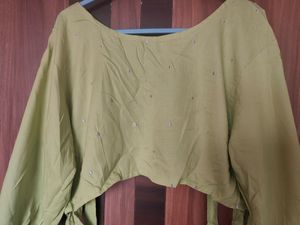 Lime Green Backless Blouse / Crop Top (Women)