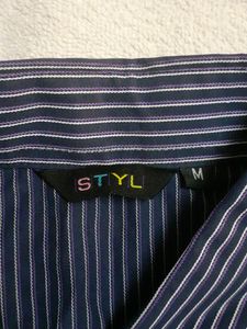 Styl Women Formal Shirt Purple Stripes