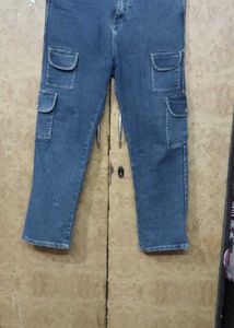 Blue Denim Cargo Jeans