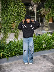 Statement Denim &amp; Graphic Hoodie All size Availabl