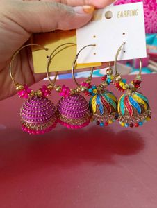 Combo Colorful Jhumka Hoop Earrings ✨