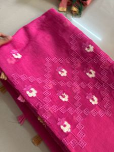 Pink Embroidered Saree