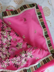 Women&#39;s Georgette Embroidery Saree
