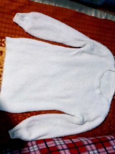 Fluffy White Long Sleeve Sweater