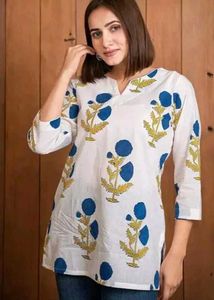 White Floral Embellished Kurti