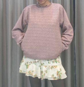 Heart Pattern Knit Sweater