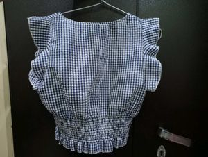 Checkered Tie-Front Top