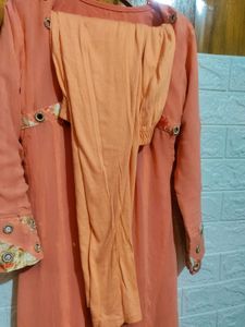 Coral mirror-detail dress
