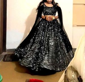 Elegant Black Sequin Lehenga Choli