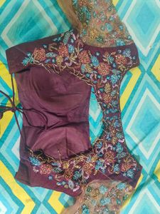 Designer Hand Embroidery Back Open Blouse