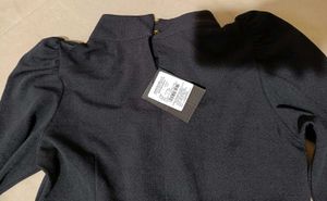 Kassually Chic Black Peplum Top, L Size