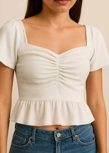 White Peplum Top