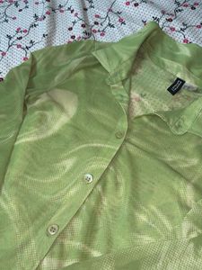 Green Mesh Patterned Top