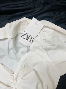 ZARA Sweetheart Neck shirred Crop Top