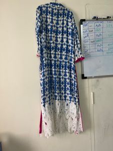 Pakistani Lace Kurti With Kundan Button
