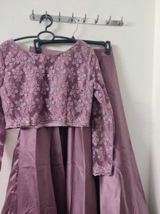 Elegant Mauve Embroidered Lehenga Set