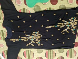 Navy Blue Jorjat Sharara Suit Set