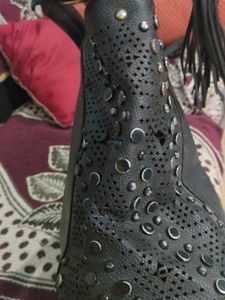 Stylish Black Studded Handbag