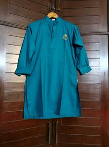 Boy Teal Green Rayon Casual Kurta