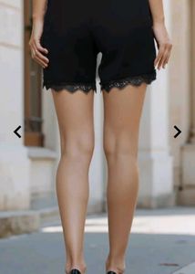 Lace Trim Black Shorts