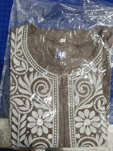 Brown Embroidered Kurta