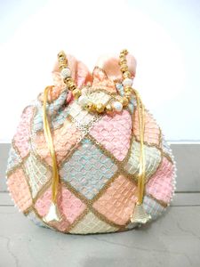 Pastel Multicolored Quilted Potli Bag