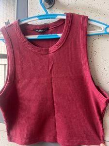 Burgundy Ribbed Tank Top