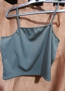 Olive Green Crop Tank Top