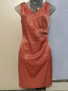 Yk2 Pintrest Silk Coral Ruched Sheath Dress